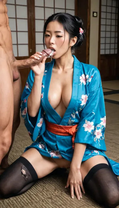 adult ada vong, posing sexy, gorgeous shapes, muscular body, athletic build, sexy body, fingers in mouth, geisha outfit, masturbates, fucked doggy style, hard in the ass, moaning, covered in cum, cum in mouth, dressed in traditional kimono, dressed in Japanese clothing, all in oil, shining, squirt, torn stockings, jerks off, ancient japan, caresses pussy and breasts, cums, moans, long legs, wide hips, firm ass, firm, silicone tits, flirting with her eyes, traditional women's clothing of Japan