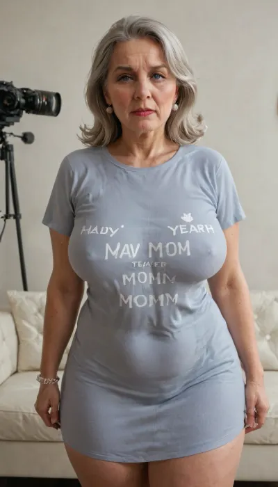 45 year old mom, (M.I.L.F), is at a casting couch trying out for a new porn movie. She is wearing a t-shirt dress. She is standing., ((45 years old)), ((45 year old mom)), ((big fat thighs)), ((gargantuan natural breast)), ((extremely detailed 45 year old mom)), ((extremely detailed)), ((extremely real)), ((4k quality)), ((she looks extremely embarrassed)), ((extremely detailed embarrassed face)), ((standing showing off)), <lora:dAIversityUnderstandingXLRealistic:.8>, <lora:breasts_slider_v10:.8>