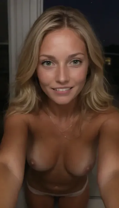 top view, full body view, ((amateur home selfie style, night, iPhone front camera:2)), bathroom in a residential building, very poor lighting, (naked tits, shaved pussy, tight pussy, spread legs:1.5), (one hand between her legs:1.5), black stockings, ((nice natural tits, naturally sagged tits, the left tit is a little bigger than the right one)), slender amateur 45 years old russian girl, taking candid hand-held selfie in bathroom at home, iPhone front camera, flirts lewdly, standing in the shower under the streams of water, iphone style, The girl in the photo has fair skin and soft facial features. The face is oval, which is considered a universal and harmonious shape. The eyes are large, expressive, with a soft look. The nose is straight, medium length, lips are medium full, with a natural pink tint.
very slim girl, slim waist, nice perky tits, small tiny breasts
The hairstyle is long light hair with soft waves, which give the image lightness and naturalness. The hair is loose, which emphasizes its texture and volume. The hair color is natural blond with light golden shades, which creates a feeling of warmth and softness., (ultra realistic skin, tan lines:2)
