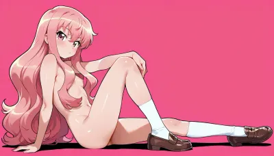cute, louise francoise le blanc de la valliere, nude, posing, school shoes, colour background, shadow