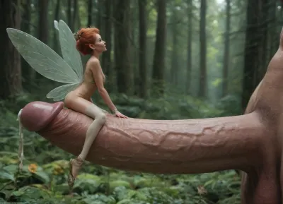 Cinematic side view, deep forest, Giant man, giant oversized cock, massive cock, (((Mature Fairy is as tall as Giant mans penis. Penis is thicker than Mature fairy, Fairy is extremely short), tiny, slender, skinny, petite, small)), ((Mature Fairy look like 50yo slender woman, huge saggy breasts, stockings, petite, tiny, slender, pubic hair)), ((tight black see-through dress)), disgusted expression, looking at massive cock, cock bigger than her body, body sized cock, pubic hair, cock bigger than fairy, face against cock, Licking the tip, ((oozing cum)), G0th1cF41ry, 1girl, fairy, gothic, fantasy, <lora:Gothic_Fairy:2>