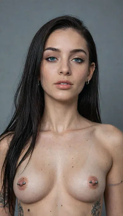 zeige eine Nahaufnahme eines mundes einer Frau, (Alter 55:1.5), (südländischer Typ:1.5), ### closeup to lips, sehr detailliert, dünne Härchen sind über der Oberlippe sichtbar, lipgloss, (Nasenpiercing:1.9), (braune Augen:1.5), spitzes Kinn, (ungleichmäßige Zähne:1.4), kleine Lücke zwischen den Schneidezähnen, (sommersprossen:1.4), ein kleines Muttermal. Zoom auf den Mund, sie lächelt, Grübchen in den Wangen, ### Altersfalten sichtbar, (große Brüste:1.5), (Hängebrüste:1.4), …
