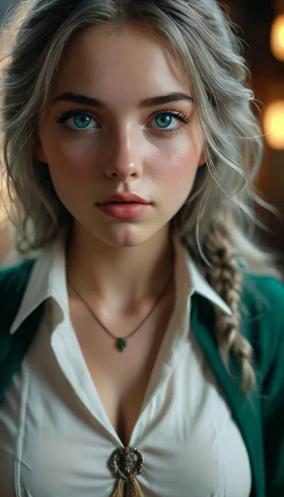 (warm ambient light:.5), (shadows:.4), 8k, best quality, (masterpiece), (intricate details), perfect eyes, perfect face, perfect lighting, beautiful, high detail, octane render, detailed eyes, (full-body shot), (sexy female wizard student), green silver school uniform, boots, black eyeliner, deep cleavage, large breasts, no panties, JS_ShortSkirt, bright, blue, eyes, <lora:MJ52:.8>, <lora:Portrait_perfection:.8>, <lora:bright_blue_eyes:.8>