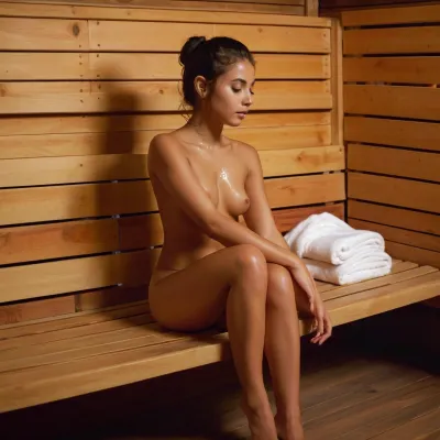 Sexy 18 year old woman from Mexico, sitting on a bench in a in a steamy sauna, pretty feet, beautiful petite breasts, thin body, athletic body, sweaty body, wet hair, legs spread wide open, fingering wet, dripping pussy, shaved pussy
