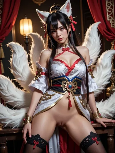 From Chinese fantasy costume scene, sexy Female fox demon
