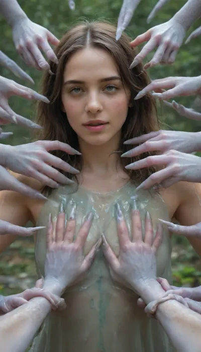 (masterpiece, best quality, ultra high res:1.1), (photo-realistic:1.1), 1girl, 20yo, (water drop:.2), looking at viewer, side_light, (overfit style:1.3), handgoo, (many hands caress a woman's body:1.3), female orgasm, Billie, ral-vbrntacyl, A, rainbow, exploding, with, joy, 4ltb4b3s, woman, <lora:moreshou_XL_0_-000005:1.5>, <lora:Billie-000075:2>, <lora:ral-vbrntacyl-sdxl:1.1>, <lora:a_rainbow_exploding_with_joy:1.2>, <lora:4ltb4b3s-woman_128_64_LR1_batch1:1.1>