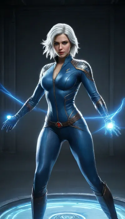 (Beautiful), Digital art style, masterpiece, best quality, high resolution, score_9, score_8_up, score_7_up, score_6_up, (30 year old Ciri:1.3), 4K ultra-detailed image, HDR, enhancement, professional photography, precise anatomy, (perfect symmetry, 5 fingers per hand), realistic textures, maximum resolution, sharp focus, NSFW, (side view:1.4), style" "A hyperrealistic cinematic shot of a superheroine transitioning into invisibility. Her face, arms, and torso show translucent, glass-like skin fading into complete transparency. Subtle blue energy sparks and light refraction outline her shape. She stands in a dynamic pose inside a high-tech laboratory, dramatic lighting, 8k resolution, photorealistic."The Force Field Focus, (Super-Hero Style), "Full-body digital art of a female superhero wearing a sleek blue and black suit. Her lower legs and hands are completely invisible, while her upper body is a translucent silhouette. She is projecting a glowing, translucent blue circular force field that distorts the light around her. Comic book cover art style, intricate details, vibrant colors." translucent skin, partially transparent, glass-like body, fading into transparency. light refraction, distortion of background, shimmering outline, glowing force field., incase, style, <lora:Incase_Style__SDXL:1.5>, <lora:XmenCelshade_XL_01_dadapt_cos_1e-7:1.5>