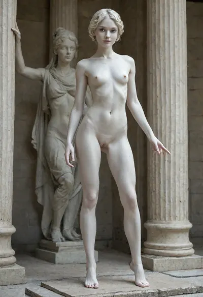 A Greek Venus statue and its living model