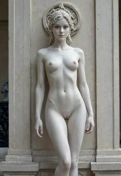 A Greek Venus statue and its living model