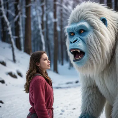 The young woman met a yeti