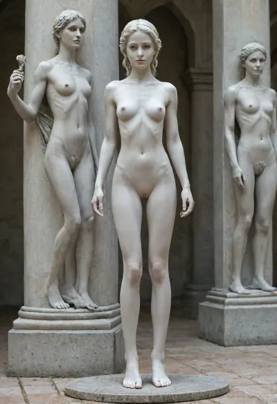 A Greek Venus statue and its living model