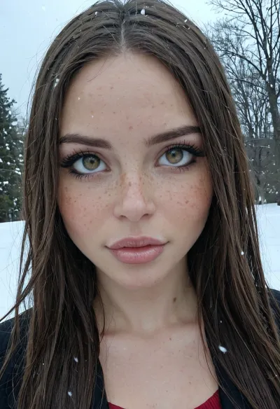 Tip toes, femininity, hyper sexuality, unrealistically attractive, snow, snowing, blizzard, succubus, evil nymph, Fetish, kink, big lips, big eyes, High quality vintage 35mm Kodak film photograph, diagonal angle, tilt, professional photograph, 14yearold, freckles, green, eyes, blue, brown, perfecteyes, very, dark, focused, flash, photo, <lora:Ring_Bokeh:2>, <lora:PerfectEyesXL:2>, <lora:winx-10:2>, <lora:sdxl_darkflash_v6-000060:2>