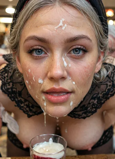 (Living public rich Victorian restaurant:1.4), gangbang on tables with foods, very much people background, (widow in black veil), (black veil widow), (black widow milf, grey-haired:1), open face, (granny widow:1.4), (wrinkled face:1.2), (lace black gloves to shoulders:1.2), perfect 5 fingers, perfect 2 hands, (dancing), (cum wine glass in hand:1.2), one knee up on table, (full black lingeries), (massive saggy breasts:1.1), (big butt), (wide hips), (gape vagina:1.2), (black nylon long transparent robe), black choker, (full bottomless), (black stockings:1.4), huge makeup, perfect fingers, oiled glossyshiny skin, 3+ men, (Cum details), realistic cum, (bukkake:1.4), (Cum flows:1.2), (cum on body:1.3), ((body covered with semen)), (A lot of cum:1.3), ((standing)), bent over, bend over, (frontal view, focus on swollen labia:1.5), (her face on foreground:1.4), (eyes contact, bent over waist on viewer, she give viewer cum wine glass, looking at viewer, zoom on face:1.2), (close-up:1.6), <lora:detailed_notrigger:2>, <lora:LCMTurboMix_Euler_A_fix:.5>
