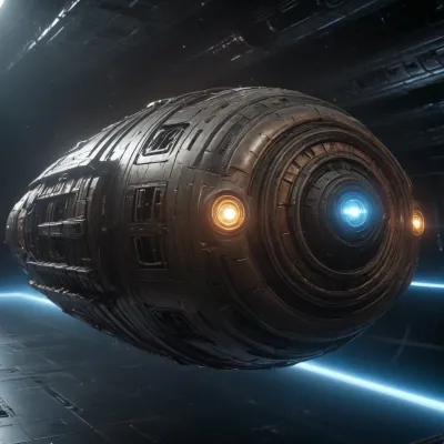 Extremely detailed hull resembling exotic biological structures, massive glowing thrusters, floating in deep space. Hyper-detailed, cinematic lighting, dark fantasy sci-fi, erotic cybernetics aesthetic, (IN SPACE), JASON X, 8k resolution.
