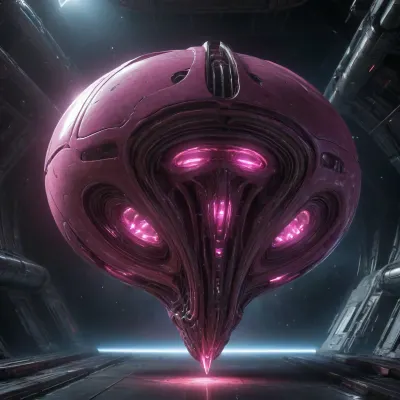 A colossal 100-kilometer-long organic alien spaceship, sleek and sensual body geometry, biomechanical design with smooth metallic curves and glowing pink energy veins. Extremely detailed hull resembling exotic biological structures, massive glowing thrusters, floating in deep space. Hyper-detailed, cinematic lighting, dark fantasy sci-fi, erotic cybernetics aesthetic, (IN SPACE), JASON X, 8k resolution.