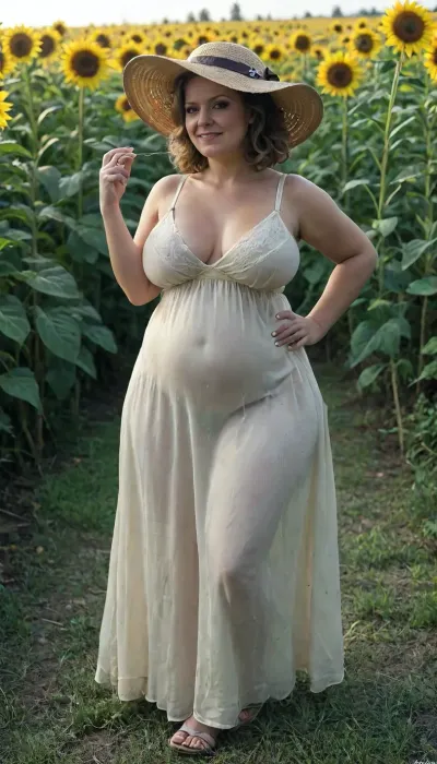 ((Mature:1.3)), ((chubby:1.3)), ((saggy breasts:1.3)), ((big ass:1.3)), ((wide hips)), sunflowers field, curvy old woman, fat thighs, big belly, massive drop breast, fat ass, ((wearing a transparent sun dress that shows a lot of cleavage)), <lora:Real_People-SDXL:.8>, sweetegl, sweetop, swe3tjsk, bl0use, <lora:SweetLolitaXLv4.23:.8>