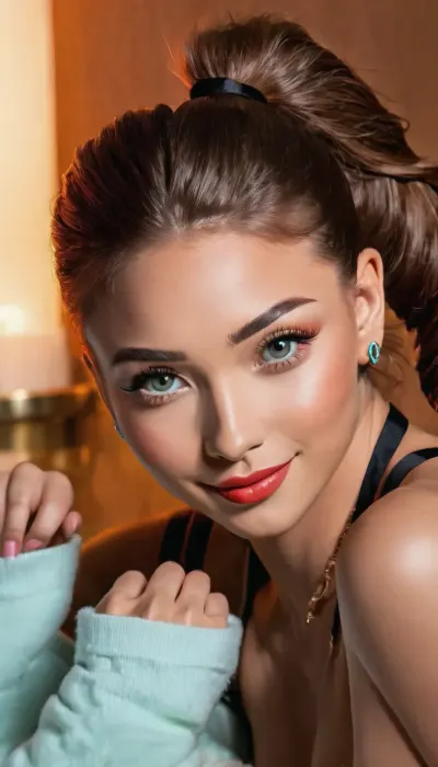(masterpiece, best quality, 8k, Raw photography:1.2), full view, can see shoes, (award-winning:1.1), (immaculate makeup:1.8), (loving Girl, hyper feminine features, joy, celebration, adoring gaze, soft contented smile:1.5), high cheekbones, cute upturned nose, upturned upper lip, (sense of intimacy:1.4), (warm eyes, captivating eyes:1.6), (perfect magazine cover makeup), dark periwinkle hair with very light neon cyan highlights, (high top pony tail style:1.9), Full view, 10"BLACK PLATFORM closed round toe stiletto high heels, ROUND TOE HEELS, (professional color grading:1.6), (softly blurred background:1.3), (warm natural light, hair glow lighting), (natural skin texture:1.6), (realistic skin details:1.5), (intricately detailed hair:1.5), (detailed eyes:1.6), (visible limbal ring:1.5), (detailed iris texture:1.5), (natural hair texture:1.4), (realistic eye texture:1.5), Score_9, 23 years old, bright cyan eyes, no panties, ass shown, showing off ass, tits shown, wet asshole, inviting you in, FULLY NUDE, Face Down ASS up, horny, 2 hands, perfect hands, perfect arms, 2 legs, 2 feet, perfect feet, perfect legs, she is in heat, hot and turned on, smiling, looking up at viewer, wants sex, stuffed plushies, teddy, side view, thick eyelashes, perfect eyes, Long Red hair with light red highlights, slight curls, detailed hair, bright eyes, red porn star makeup, detailed body, detailed eyes, detailed face, perfect face, gorgeous, beautiful girl, 1girl, solo, anal, fingering, one, finger, inside, middle, two, fingers, lying, on, bed, floor, sofa, side, <lora:ab-korean:.8>
