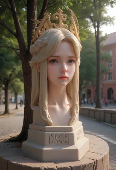 RAW photo of, blond, theatre, tree, spire, high quality, beautiful, golden hour, sculpture, 8k uhd, dslr, soft lighting, film grain, Fujifilm XT3, extremely detailed, saint petersburg, <lora:piter-step00022500:1>