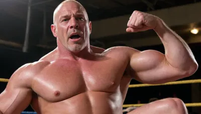 60-year-old dad, detailed face, very erotic atmosphere, eye contact, looking at viewer, erotic atmosphere, orgasm lips parted, looking with a deep gaze, eroticism, mouth openg from pleasure, American wrestler 60-year-old in car, leg up, full body, suited, one american wrestler men on photo, face with all details, the wrestler must look at the camera, erotic fantasy, s3t, on, armpit, chest, belly, <lora:sweaty_shirt_v5-28-B1-Rescale:.8>