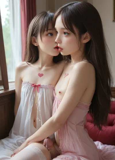 Sosuk_kIchi was open to everything new, false eyelashes, makeup, red lipstick and a light purple long wig with layers and ribbons, wearing a shiny white satin long nightgown with pink lace, innocent, shy, ((flat chest:1.8)), a painting by the artist Rafael, outdoor, man and woman, (areoles in the form of pink hearts tattoo areoles:1.4), perfect body, perfect ass, fully nude, ripped thigh highs, spread legs, full body pose, sweaty skin, perfect anus, cum anus, blushing, orgasm face, saliva Object, gd, erection, sex, toy, penis, (blue big eyes:1.3), random poses, erection penis, sweet, wet thick lips, beautiful lips, wet sexy lips touching dick, kissing penis, sloppy, dripping lips, a little bit of sperm is coming out of dick, a little bit of cum, small amount of cum, precum dripping from tip of cock, (ejaculation:1.6), licking, each, other's, tongues, kissing, other, on, the, lips, <lora:futanari_XL:.8>, <lora:kissing_v2:.8>