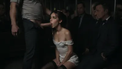 (((View from far away front))), all the character are fully visible, crowded public subway, night time, she is being recorded by bystanders, ((old, muscular, suit, man)), ((she is getting a fellatio from an old muscular man, he is ejaculating in her mouth, oral creampie, cum dripping out of her mouth)), (((she is sitting in a seat, her legs crossed))), ((he is standing next to her)), ((violation)), ((another old man is sitting next to her, he is groping her breast)), (((defeat))), ((victim)), ((Beautiful petite female, pale skin)), ((((25 years old female)))), ((dark hair, ponytail)), bright green eyes, open eyes, tired eyes, perfect face, delicate face, perfect delicate nose, perfect eyes, eyeliner, mascara, ((petite flat breasts)), very slim waist, skinny, slim body, tan lines, perfect hands, five fingers per hand, perfect slim ass, ((she is fully clothed)), (small chest, fit firm legs, slim legs, slim thighs), light bloom, victim, violation, abuse, ((horny look)), ((exhausted)), ((seductive look)), ((white dress, off shoulder, loose, short, black thigh highs)), full body in frame, ((embarrassed)), best quality, photorealism, perfect faces, Ultra detailed RAW color photography, highly detailed, high level of detail, flat, chested, saliva, Old, Man, woman, sucking, a, cock, <lora:flat_chested_v3.5:1.9>, <lora:dark:1.3>, <lora:WTS - WhatTheSuck - v1:1.6>