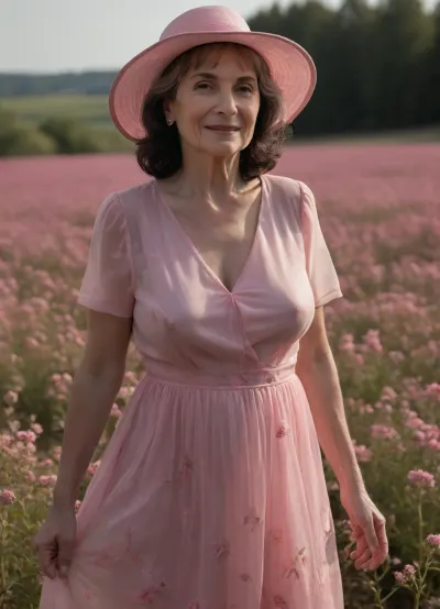 (((ultra detailed, ultra realistic, (((year 2000s:1.9))), (((sunny floral field:1.9))), (extremely detailed background), (((knee-length ultra-swaying wavy pleated hypertransparent simple minimalist modern elegant confident pink hypersheer summer dress:1.9))), (((extremely detailed dress:1.9))), (((extremely aged extremely elderly 50-year-old grandma:1.9))), (((insanely saggy and wrinkle skin:1.9))), (((extremely transparent transcluent sheer ultra-simple dress:1.9))), (((gigantic over-enlarged breasts:1.9))), slim, thin, skinny, (((extremely tempting erotica:1.9))), (((dark hair:1.9))), insanely elegant basic royal floral hat, (((whore:1.9))), (((big cleavage:1.9))), (((face close-up:1.9))))))