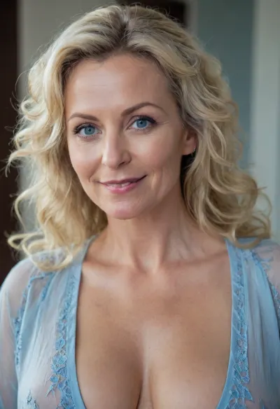 60 year old milf, gorgeous, blue eyes, Full body, Naked stunning milf, extra huge boobs, sagging slightly, (((big tits))), fit milf, athletic milf, abs, skinny milf, narrow waist, skinny ass, seductive smile, (((she wants to get fucked))), she is horny, she needs cock, detailed skin, in a sheer robe, light blue robe, close up, blonde, wrinkles, jewelry, long, hair, short, smiling, 1girl, blue, eyes, <lora:chest_adjust:.5>, <lora:Older_woman-000008:1>