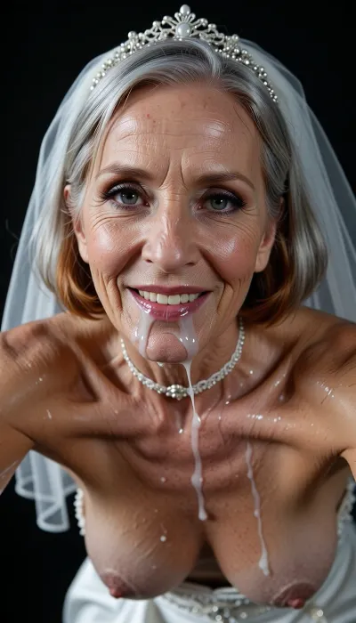 She has the skin of a 90-year-old woman. The old woman has silver gray hair cut in a bob. She has the skin of a 90-year-old woman. most wrinkled body, most wrinkled face, most wrinkled vagina, most hairy white pussy, hairy vagina, Change the face in every new picture
женщина, взрослая, зрелая, рыжая, морщины, острые черты лица, надутые губы, большие серые глаза, гламурный макияж, хитрый наглый взгляд, загадочно улыбается, темно, черный фон, невеста, свадебное платье, фата, диадема, белый чокер, сперма на лице, сперма капает вниз на камеру, вид спереди, (вид снизу:1.5), смотрит в глаза, смотрит вниз, (вид от первого лица), наклонилась вперед, реалистичная липкая сперма, позирует, дразнит, мокрая, липкая, опирается на вытянутые руки, селфи
