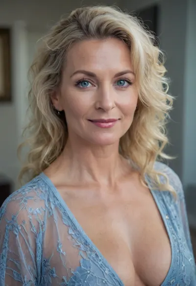 60 year old milf, gorgeous, blue eyes, Full body, Naked stunning milf, extra huge boobs, sagging slightly, (((big tits))), fit milf, athletic milf, abs, skinny milf, narrow waist, skinny ass, seductive smile, (((she wants to get fucked))), she is horny, she needs cock, detailed skin, in a sheer robe, light blue robe, close up, blonde, wrinkles, jewelry, long, hair, short, smiling, 1girl, blue, eyes, <lora:chest_adjust:.5>, <lora:Older_woman-000008:1>
