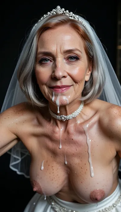 She has the skin of a 90-year-old woman. The old woman has silver gray hair cut in a bob. She has the skin of a 90-year-old woman. most wrinkled body, most wrinkled face, most wrinkled vagina, most hairy white pussy, hairy vagina, Change the face in every new picture
женщина, взрослая, зрелая, рыжая, морщины, острые черты лица, надутые губы, большие серые глаза, гламурный макияж, хитрый наглый взгляд, загадочно улыбается, темно, черный фон, невеста, свадебное платье, фата, диадема, белый чокер, сперма на лице, сперма капает вниз на камеру, вид спереди, (вид снизу:1.5), смотрит в глаза, смотрит вниз, (вид от первого лица), наклонилась вперед, реалистичная липкая сперма, позирует, дразнит, мокрая, липкая, опирается на вытянутые руки, селфи