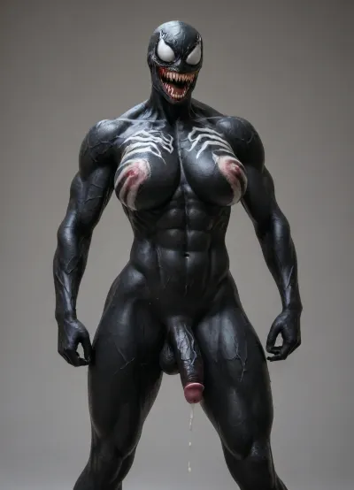 Hyperrealistic art, venom is a purple character with a large mouth, venom symbiote, 8 k cg render, venom, carnage, symbiote, 8k render, hyperreal highly detailed 8 k, 8 k high detail concept art, huge big breasts, hyper real render, 3 d render character art 8 k, 8k octane render, 8 k octane render, high detail 8 k render . Extremely high-resolution details, photographic, realism pushed to extreme, fine texture, incredibly lifelike, erect-futa, erect-penis, woman, testicles, erection, uberfit muscular, huge cumshot, <lora:She-Venom-FFusion.LORA:2>, <lora:SDXLlora13ErFut:2>, <lora:uberfit_lora_sdxl:2>
