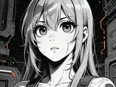 Sci-fi visual novel scene, ink-style shading, gritty crosshatch ink linework, high contrast, digital hentai illustration, Hentai-style, Gyuki.

2d flat hentai aesthetic, detailed high-end hentai style. All rendered with hand-drawn ink outlines, ink outlined background, retro cell-shading with flat sharp shadows, matte finish. Big eyes