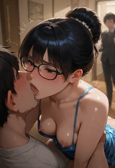 (Nerdy 19yo Vietnamese american girlfriend is enjoying fucking her male prom date for the first time:1.8), (crowded dance floor), (awkward, eager, virgin sex), (taboo), (orgasm), (cumming), (he presses her against the crowd with her hands above her head), (he wraps his arms around her and fingers her wet hairy vagina), (passionate kiss), (groping), small breasts, Glasses., (thick public hair), (long smooth black hair escaping from a fancy updo), (aroused:1.8), (hard nipples), (blushing:1.6), (trembling), (Wearing blue satin prom gown:1.2), Photorealistic, (focus on perfect face:1.2), french kiss, <lora:dark:1.1>, <lora:french_kiss_xl_v1:.8>