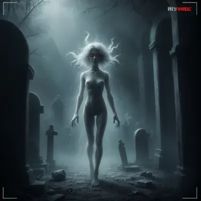 score_9, 1 ghastly female, about 33, very thin, is naked, ghost white skin, in a very foggy 1200's church graveyard, camera view is set far back, 32k image, floating in air, has no legs, ghostly form with no legs, perfect hands with long claw nails, no legs, no feet, ghostly form, floating, very skinny ghastly shape, completely naked, no hair, white ghostly afro hair, blood dripping from claws, evil demonic red eyes with a hollow empty feel, 34C cup breasts, medium size breasts, ghostly white boobs and nipples, everything about the ghost is ghastly and greyish white, raining heavy, old england graveyard, many ancient, tombstones, skeletal hands popping out of a few spots in background, scary environment, very spooky feel, cemetery, graves, pumpking, bats, <lora:Halloween Series_ Spooky Cemetery_epoch_5:.8>, 33r13, c3m3t3ry, <lora:33r13_c3m3t3ry:.8>, ghost, person, <lora:ghosts person 1a:.8>, ais-ghostly, <lora:Ghostly_Style_SDXL:.8>, <lora:Spectral_Photography-000002:.8>