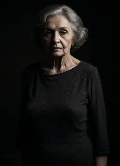 Night, dark background, bedroom, insanely detailed, (((extremely elder extremely aged 80 year old ultra-grandma:1.9))), Precisely detailed realistic wrinkled skin, (chubby:1.6), (curvy:1.1), glossy cherry lipstick, fancy black makeup, standing, (((ultra-simple ultra-minimalist hyper-modern ultra-tempting pale matte high-neck black gown with matching tight long sleeves))), (((very whole dress is perfectly detailed fully sheer polka-dotted))), (((rimlight shines all-through the dress:1.9))), (chiaroscuro:1.9), eye-contact, 8K, greatly improved quality, insane resolution, ultra-sharp, antialiasing, image sharpening, (((portrait:1.9))), strong brown ponytail hair, (((extremely bending close))), skirtlifting, GiganticBreatsXL, gigantic, breasts, huge, <lora:dark:.1>, <lora:Picture_enhancer:1.2>, <lora:GiganticBreastsXLv1:1.6>