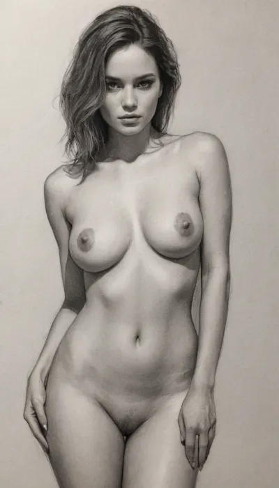 1girl, solo, sexy pose, nude, monochrome, (Pencil_Sketch:1.2), messy, lines, greyscale, traditional, media, sketch, unfinished, hatching, (texture), <lora:Anime_Sketch_SDXL:2>