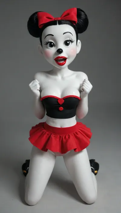 "originals Minnie Mouse, and Betty boo, classic 1990s style, full body character art, black and white color palette, red bow and skirt details, (if applicable to the AI model), large circular ears, high detail, clean lines, vintage cartoon aesthetic, in the style of Walt Disney Animation Studios." Super sexy chubby diferent posses set, sensualite porn porny, old lengerie pinky, ((Disney by famale)), word+ hormonales, universe space, famale, anthrotwrror híbrid, [minie], a happy smiling 19 year doll lifting her skirt, mixer ass, (furry bimbo), (mouth wide open:1.3), (booty delicius glutes), nice hips, (squeezing her tits together:1.4), (hip beuty waist:1.5), (lottus:1.4), plastic skin black, life doll, doll, plastic skin, full body view, combinated manga secuences viñetas fun, fucked secuense comics on all fours by doll, original doll, hips huge Big tits dolly, plastic bright, ((facing forward, front view:1.5))