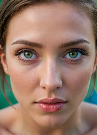 woman, naked, <lora:Portrait_perfection:.8>, green, eyes, blue, brown, perfecteyes, <lora:PerfectEyesXL:.8>