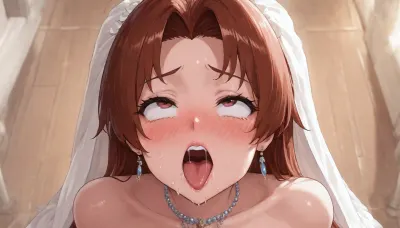 (((UHD 8K, masterpiece, best quality, maximum details, natural lighting, extreme realism))), (((evening time))), (((full bodie shot))), ((beautiful Delia Ketchum, blushing bride)), wedding party naked bride, (ahegao:1.8)