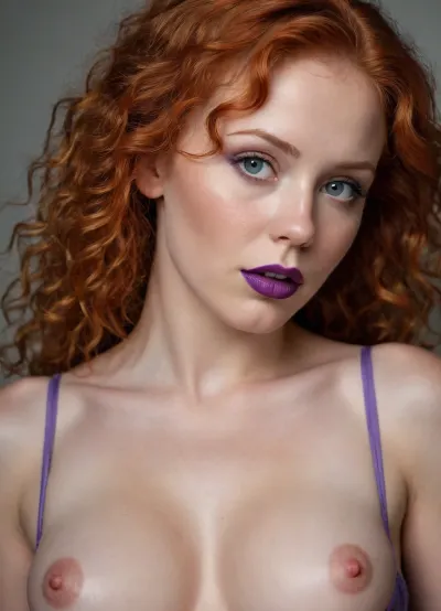 (Realistic style:1.8), I am a delicate red-haired curly-haired girl with
big conical protruding breasts, my areoles are big purple with long nipples, my legs are spread apart to demonstrate piercing on the clitoris, artoflips, uoclips, lips, lipstick, art, of, <lora:Art_Of_Lips_PONY_XL_By_UOC:.8>