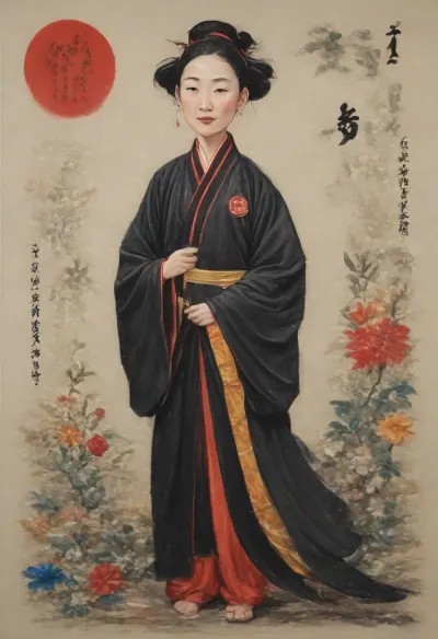 Gwen Tennyson portrayed with the artistic essence of Qi Baishi's renowned brushwork. Her form is captured through fluid, spontaneous lines that suggest its playful demeanor and agile nature.Using minimal strokes, Qi Baishi's signature style brings out Gwen's character, emphasizing its curiosity and independence. Gwen might be depicted in a simple yet evocative setting, surrounded by delicate depictions of flora or objects that offer a glimpse into its world.The overall scene carries a sense of whimsy and an appreciation for the beauty in everyday life, (paying homage to the artistic legacy of Qi Baishi --ar 2:3), --v 5.2, gwen, tennyson, (/Ben10), /, (ultra, HD, quality, details), bright, orange, hair, short, (green, eyes), <lora:Gwen Tennyson (Ben10) - XL SCXL V1.0:2>