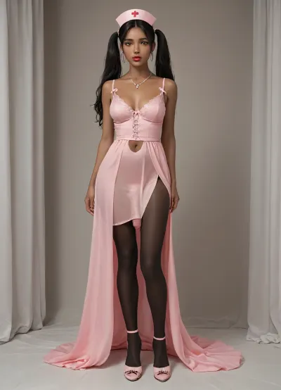 futanari Sosuk_kIchi was open to everything new, false eyelashes, makeup, red lipstick and a light purple long wig with layers and ribbons, wearing a shiny white satin long nightgown with pink lace, innocent, barbie doll, plastic reflections, full body portrait, slutty, plateau special heels, (((big lips))), plastic skin, latex belly cutout microleotard, sexy nurse very horny Sexy breathtaking futanari Black futanari, (Black skin:1.5), black hair, pigtails, silky smooth long hair, innocent face, medium perky fake tits, flirty, tall, thin, glamour, hoop earrings, necklace, head-to-toe view, long face, narrow eyes, looking at viewer, body sheen, glistening skin, perfect skinny body, smooth silky long hair, perfect face, full lips, top model face, freckles, round brown eyes, heavy eyeliner, petite, runny eyeliner, shiny crop top, ripped clothes, panties ripped, smooth wet pussy, (white man), holds her head by her hair, she has her mouth on his, (erect white cock), melanin, penet, spitbubbles, littlebubbles, spitstring