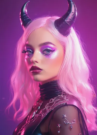 Side view. girl Hot pink, deep purple, witchy, Unsettling, tiny little t33n girl, sex mantra, sex demon, illusive, ominous, evil, demonic, devil, whore, deceitful, horror, pure fear, terror, scary, demons, unknown, hallucinations, young, 18yearold, rogue, fantasy, terrifying, Perfect ai, ideal, iconic, masterpiece, perfect AI gen, the best photo ever, alphabet, small, (unusual, pupils), (glowing, eyes), (magic), holography, xdlx, style, <lora:Soft_Pastel_Anime:2>, <lora:EnvyPastelAnimeXL01:2>, <lora:Holography:2>, <lora:xdlx_style:2>