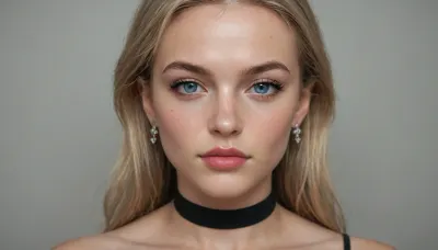 android sexbot
beautiful face, (sharp high cheekbones, sharp wide jawline, pointed chin:1.3), deep-blue eyes, subtle charcoal-gray eyeshadow, sharp thin black tightlining, long black eyelashes, soft medium-thin deep-brown eyebrows
full plump lips, glossy nude-pink lipstick
long straight blonde hair
long triangular crystal earrings, choker