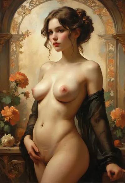 ((victorian gothic sex fantasy)), the most beautiful voluptuous gilf in the world straddling a young man, riding his massive cock, chiaroscuro, ((beautiful mature woman:1.2)), ((style of J C Leyendecker:1.2)), ((engorged veiny tits)), ((massive swollen breasts)), ((natural hairy vulva, swollen natural labia:1.2)), slutty lewd grin, sweaty, ((shiny oiled skin:1.3)), hourglass figure, flat stomach, gorgeous, seductive, squeezing nipples, ((background in style of Alphonse Mucha:1.2)), digital, painting, style, dim, light, <lora:MJ52:.8>, <lora:LaxpeintXL-2.0:.8>, <lora:polyhedron_chiaroscuro-000005:.8>