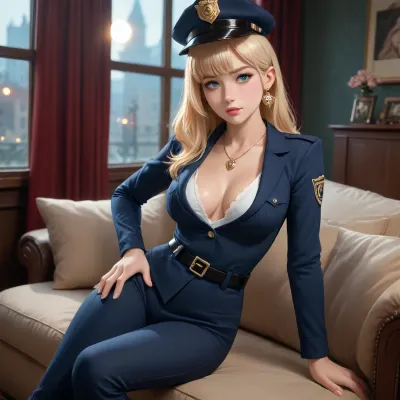 noelle genshin impact from genshin impact dross style reiq meets, (Sexy Sweet Tempting Woman), Professional sexy seduction modelposes, supermodel, perfect lighting, ultra realistic, 8k resolution, ultra detailed, instagram model, professional photography, night, dim lighting, Red-light district lady, ((Sexy Police)), luxurious ash blond hair, Blue eyes, Sexy lips, Exquisite earrings, Exquisite necklace pendant, Exquisite jewelry, ((Police uniform)), (Skinny trousers), pale skin, natural big round breasts, nordic, flirty, bashful, seductive, lusty, playful, Healthy slim body, Tall, very long legs, hourglass figure, Sweet face, perfect face, lifelike face, real face, very beautiful face, detailed face