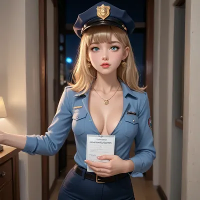 noelle genshin impact from genshin impact dross style reiq meets, (Sexy Sweet Tempting Woman), Professional sexy seduction modelposes, supermodel, perfect lighting, ultra realistic, 8k resolution, ultra detailed, instagram model, professional photography, night, dim lighting, Red-light district lady, ((Sexy Police)), luxurious ash blond hair, Blue eyes, Sexy lips, Exquisite earrings, Exquisite necklace pendant, Exquisite jewelry, ((Police uniform)), (Skinny trousers), pale skin, natural big round breasts, nordic, flirty, bashful, seductive, lusty, playful, Healthy slim body, Tall, very long legs, hourglass figure, Sweet face, perfect face, lifelike face, real face, very beautiful face, detailed face