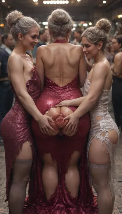 Mom, 50 yo milf, hugs with 3girls, dark-grey stockings, massive natural sagging breasts, messy platinum blonde hairstyle, extremely detailed pics, messy bun, (dark-grey stockings:1.2), slutty smirk, (torn evening sparkly burgundy dress:1.5), perfect hands, perfect 5 fingers, (family happy birthday gangbang party), (gangbang:1.5), dinner room, detention house, (gangbang with 5boys:1.4), blowjob for boy, deepthroat for boy, (big labia cameltoe:1.8), (gaping vagina:1.6), (cellulite Mom:1.2), (oiled glossyshiny skin:1.7), (cum dripping from cock:1.5), frontal view, side view, bent over, on all fours, anal position, detailed penis, big testicles, detailed ballsack, (back view massive heart-shaped huge extreme wide gaping massive cummed anal prolapse Chubby Mom surrounded by little short bodies flat chested tiny brunette 4girls:1.5), crowd of people, <lora:add-detail-xl:2>, <lora:detailed_notrigger:2>