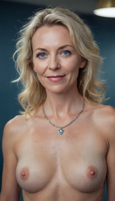 Lizz Truss at 60 full body nude, <lora:Real_People-SDXL:.8>, blonde, wrinkles, jewelry, long, hair, short, smiling, 1girl, blue, eyes, <lora:Older_woman-000008:.8>