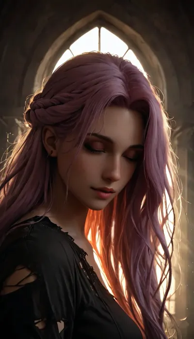 A dimly lit stable interior with a single window letting in warm evening sunlight creating long shadows. In the center of the scene lies a young woman with disheveled hair and torn clothes sleeping on soft straw arranged neatly by Medusa who stands over her with a gentle smile on her face looking down at her with care and affection. Medusa has snakes for hair and scaly green skin with intricate patterns covering her body reflecting her mythological nature as a gorgon from Greek mythology. The scene should be highly detailed with textures visible on every surface including Medusa's scaly skin and the straw beneath the young woman. The image should be shot from a slightly low angle looking up at Medusa to emphasize her powerful presence while still maintaining a sense of intimacy between her and the sleeping woman. The lighting should be naturalistic but subdued due to it being late evening outside creating deep shadows adding to the cozy atmosphere of the stable., <lora:Fantasy_art_XL_V1:.75>, <lora:k3nk3lly:.5>, <lora:FDXLFantasyStyleV2:.5>, <lora:dark:.8>, <lora:uberfit_lora_sdxl:.8>